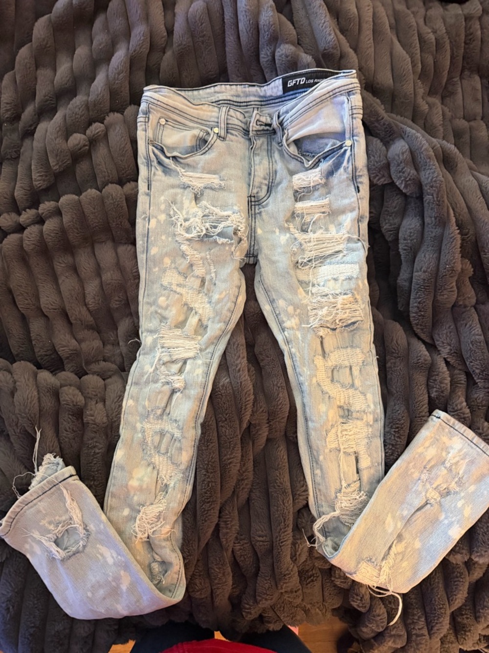 GFTD LA Distressed Light Wash Ripped Skinny Jeans size 30